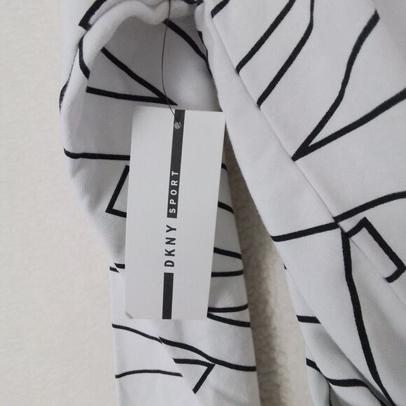 DKNY‎ Womens Hoodie Dress XL White Black Logo Sweatshirt Dress Cozy Soft - Picture 9 of 13